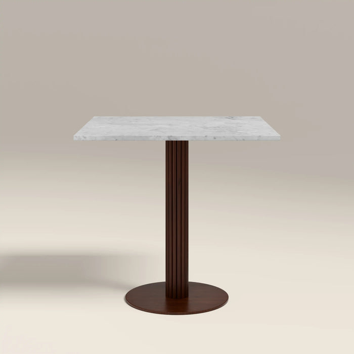 Rafferty 2 Seat Square Cafe Table White Marble & Walnut