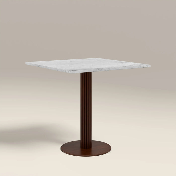 Rafferty 2 Seat Square Cafe Table White Marble & Walnut