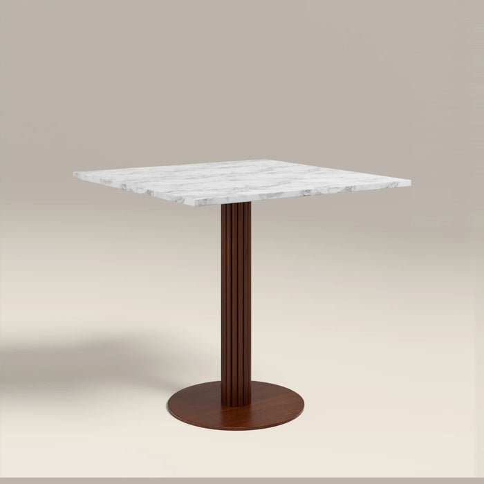 Rafferty 2 Seat Square Cafe Table White Marble & Walnut