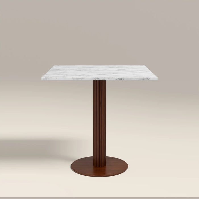 Rafferty 2 Seat Square Bar Table White Marble & Walnut