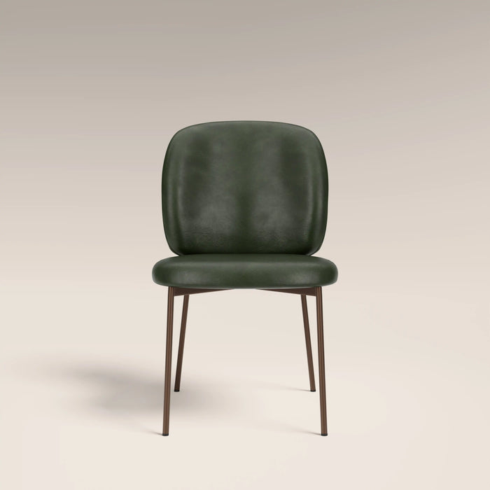 Trovi Dining Chair | Vintage Green Faux Leather & Burnished Bronze