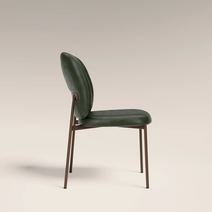 Trovi Dining Chair | Vintage Green Faux Leather & Burnished Bronze