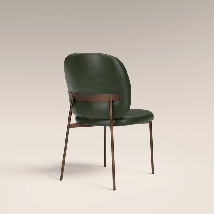 Trovi Dining Chair | Vintage Green Faux Leather & Burnished Bronze