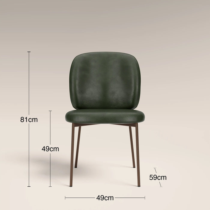 Trovi Dining Chair | Vintage Green Faux Leather & Burnished Bronze