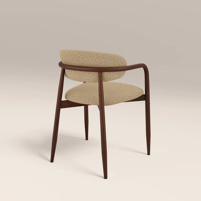 Halston Carver Dining Chair Speckled Latte Boucle & Walnut