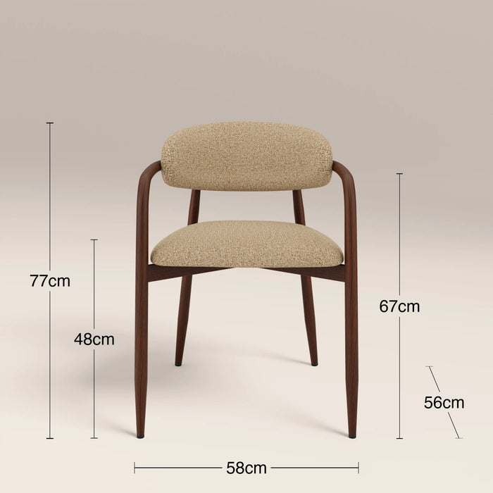 Halston Carver Dining Chair Speckled Latte Boucle & Walnut