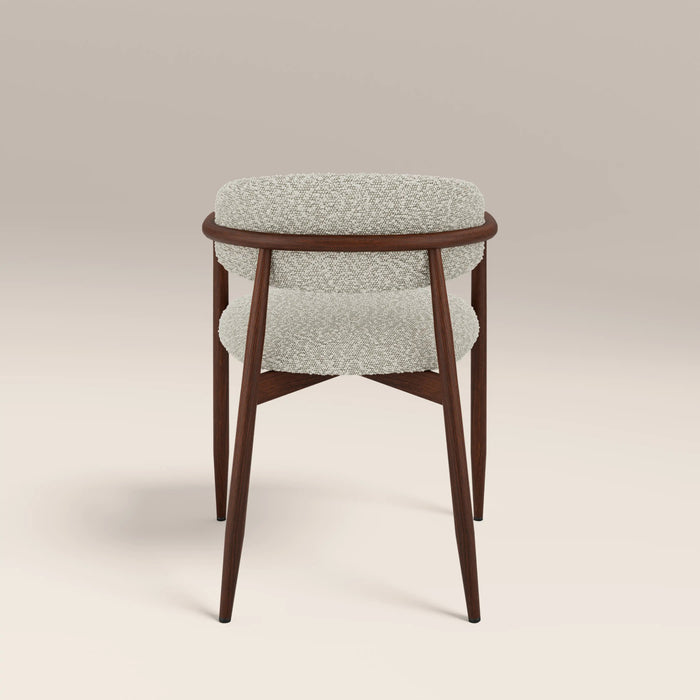 Halston Carver Dining Chair Speckled Stone Sustainable Boucle & Walnut