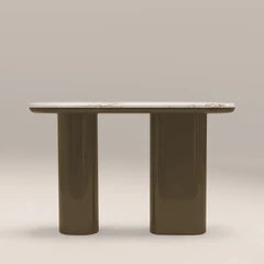 Jasper Console Table | Fantasy White Marble & High Gloss Clay Green
