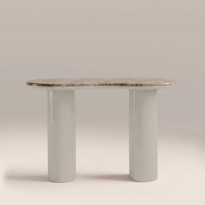 Ezra Console Table Cappuccino Brown Marble & High Gloss Latte