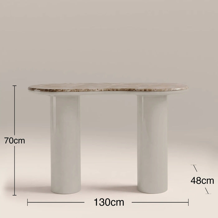 Ezra Console Table Cappuccino Brown Marble & High Gloss Latte