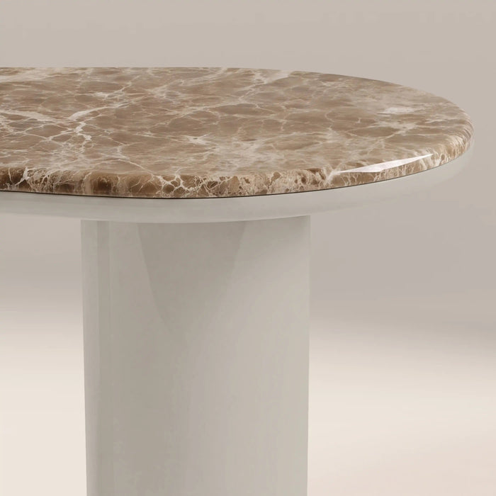 Ezra Console Table Cappuccino Brown Marble & High Gloss Latte