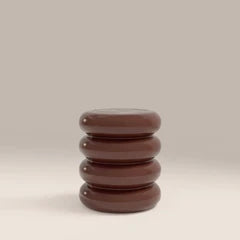 Rosco Round Side Table | Maroon Red Marble & High Gloss Burgundy