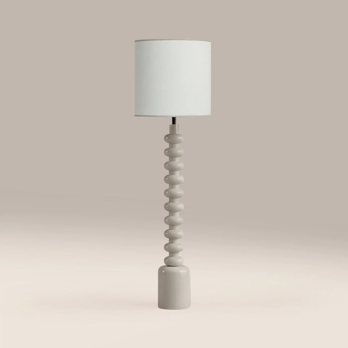 Blake Floor Lamp Natural Linen & High Gloss Latte