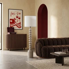 Blake Floor Lamp | Natural Linen & High Gloss Latte