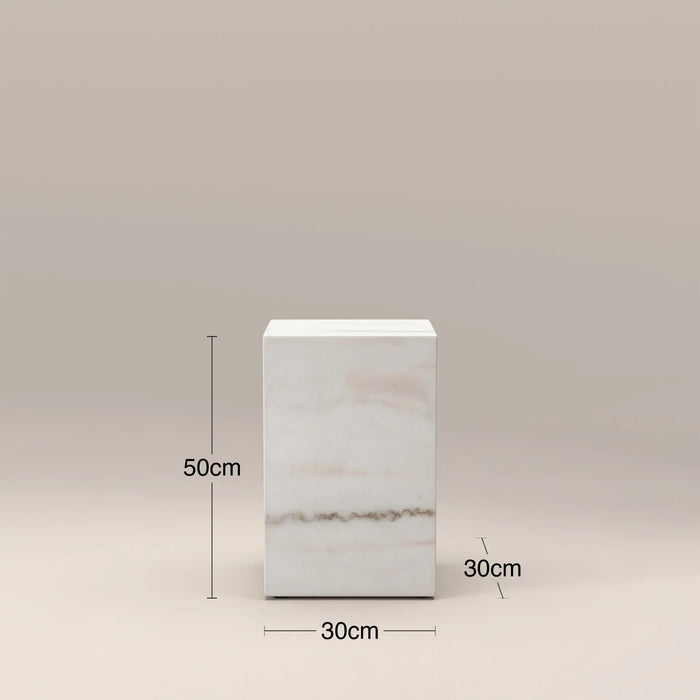 Casper Rectangle Side Table White Marble