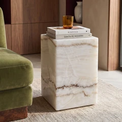 Casper Rectangle Side Table | White Marble