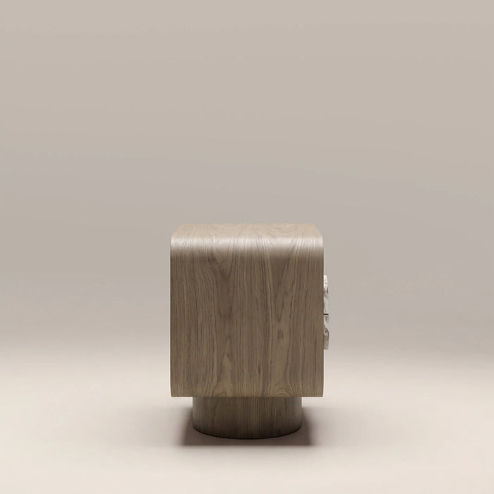 Aria 2 Drawer Rectangle Wooden Bedside Table French Riviera Marble & Walnut