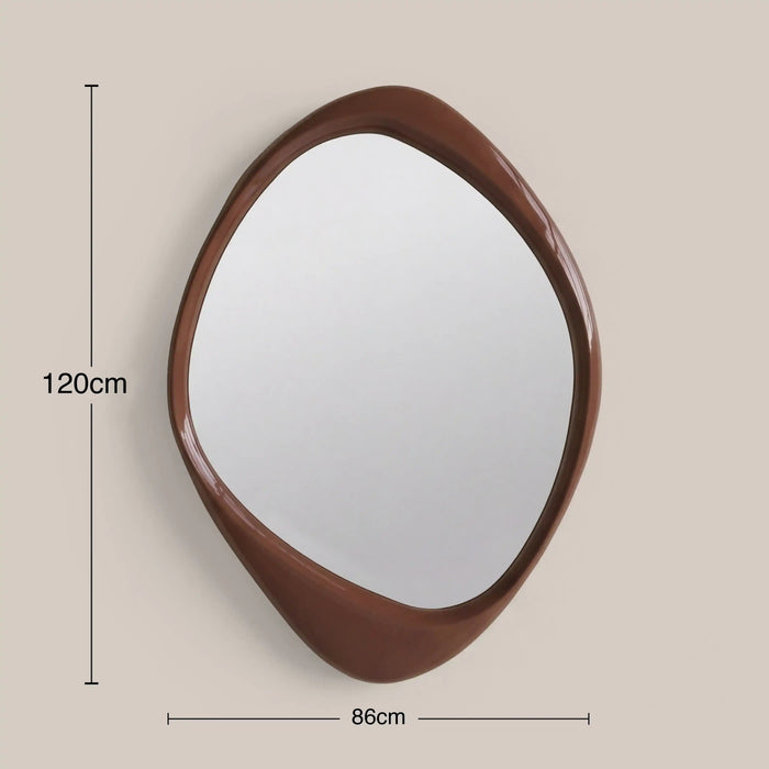 Jasper Asymmetrical Wall Mirror 120x86 cm High Gloss Burgundy