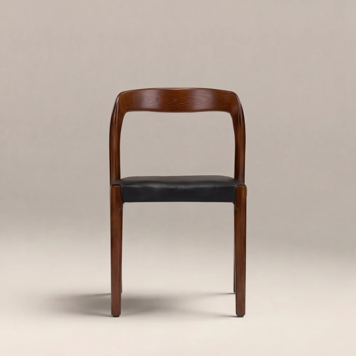 Madeleine Stackable Wooden Dining Chair | Vintage Black Faux Leather & Walnut