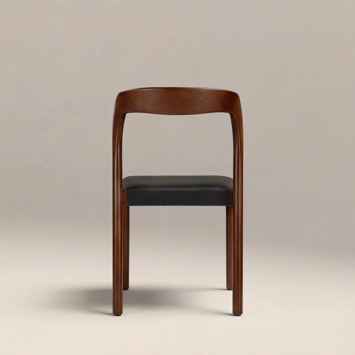Madeleine Stackable Wooden Dining Chair | Vintage Black Faux Leather & Walnut