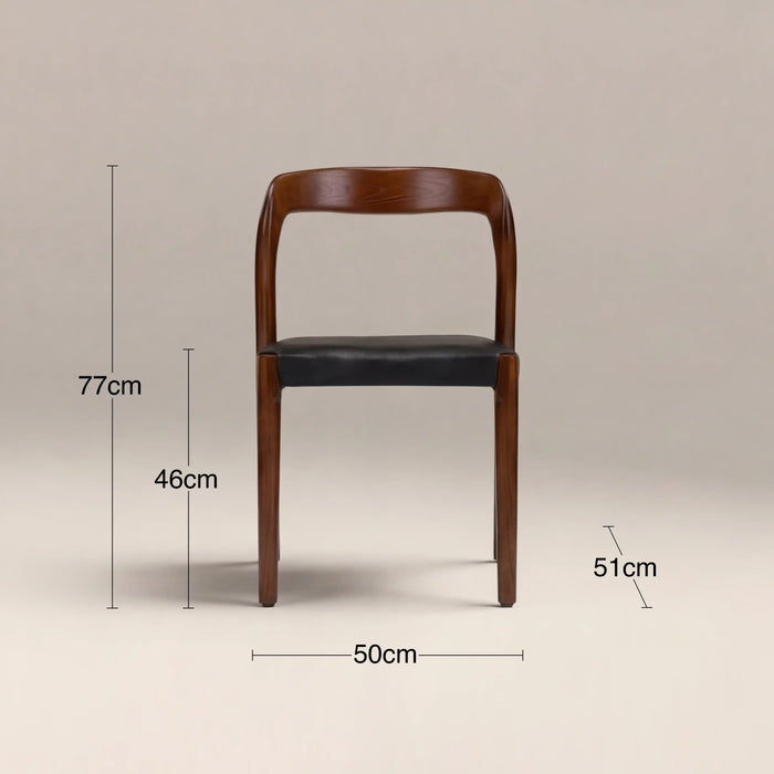 Madeleine Stackable Wooden Dining Chair | Vintage Black Faux Leather & Walnut