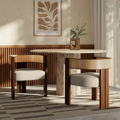 Clifton Wooden Carver Dining Chair | Speckled Stone Sustainable Boucle & Walnut
