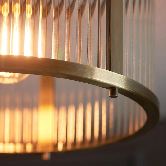 Ridgeton Flush Ceiling Light Ribbed Glass & Brass