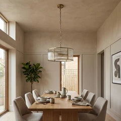 Ridgeton 3 Light Pendant Light | Ribbed Glass & Brass