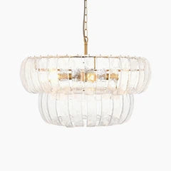 Vera 6 Light Pendant Light | Rippled Glass & Brass