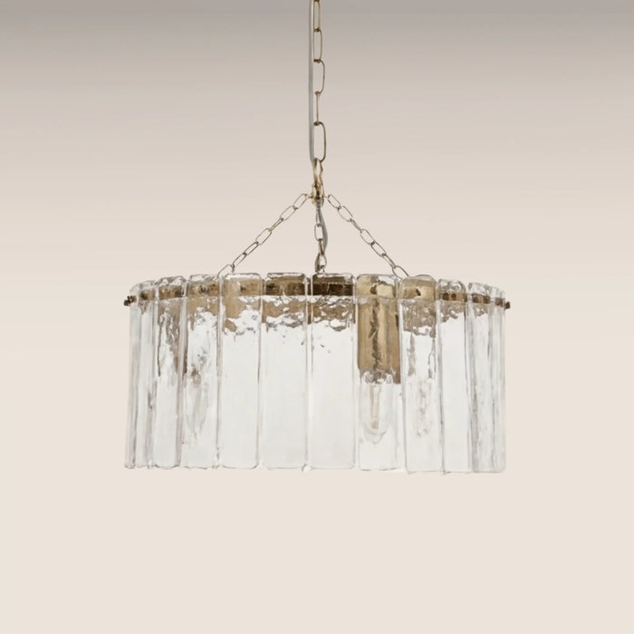 Melia 3 Light Pendant Light Rippled Glass & Brass