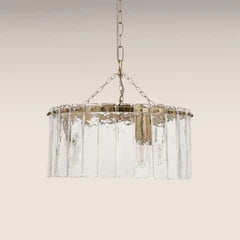 Melia 3 Light Pendant Light | Rippled Glass & Brass