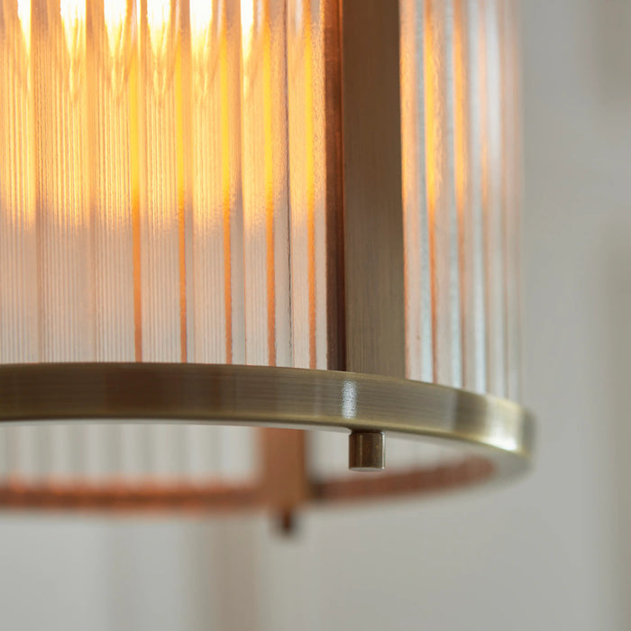 Ridgeton Pendant Light Ribbed Glass & Brass