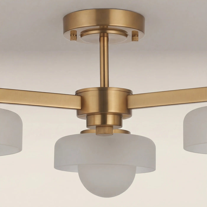 Parson 3 Light Semi Flush Ceiling Light Opal Glass & Brass