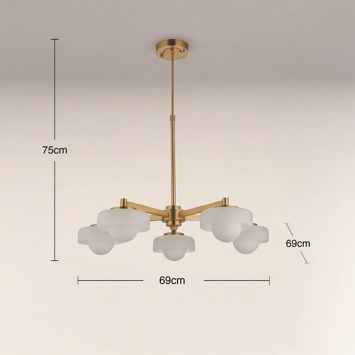 Parson 5 Light Pendant Light Opal Glass & Brass