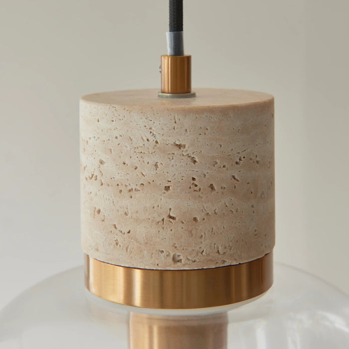 Nolan Pendant Light Natural Travertine & Brass