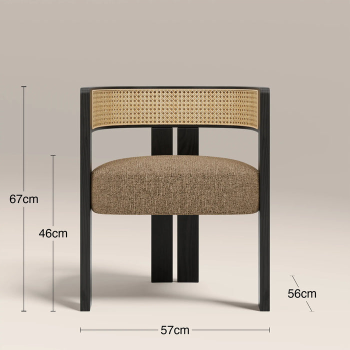 Clifton Wooden Carver Dining Chair | Speckled Cappuccino Boucle & Black