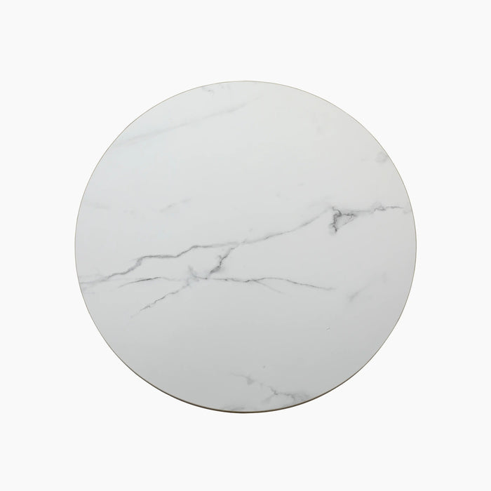 Jonas Round Table Top White Marble Effect & Brass