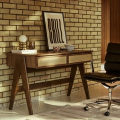 Campbell Large 2 Drawer Wooden Desk | Walnut