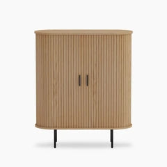 Mika 2 Door Tall Wooden Sideboard | Oak