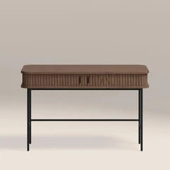 Mika 2 Drawer Wooden Desk | Walnut & Black