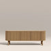 Santana 3 Door TV Stand | Natural Travertine Effect Sintered Stone & Oak