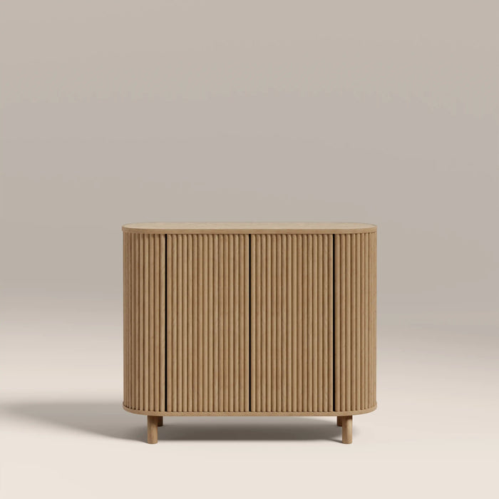 Santana 2 Door Sideboard Natural Travertine Effect Sintered Stone & Oak