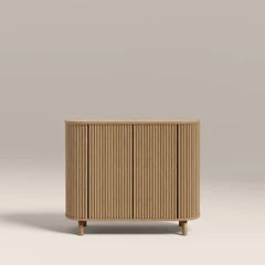 Santana 2 Door Sideboard | Natural Travertine Effect Sintered Stone & Oak