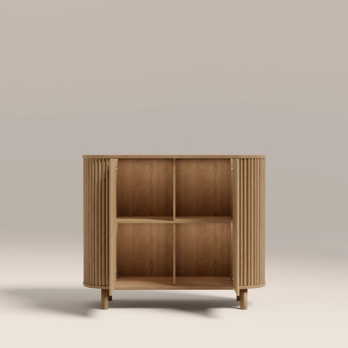 Santana 2 Door Sideboard Natural Travertine Effect Sintered Stone & Oak