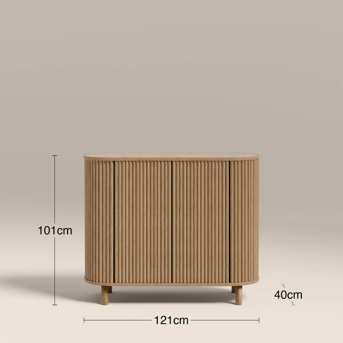 Santana 2 Door Sideboard Natural Travertine Effect Sintered Stone & Oak