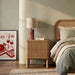 Santana 2 Drawer Rectangle Bedside Table | Natural Travertine Effect Sintered Stone & Oak