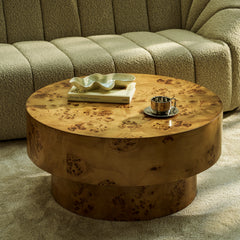 Dalton Round Wooden Coffee Table | Natural Burl Wood