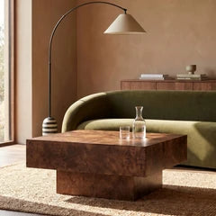 Dalton Square Wooden Coffee Table | Walnut Burl Wood