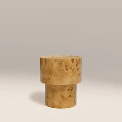 Dalton Round Wooden Side Table | Natural Burl Wood