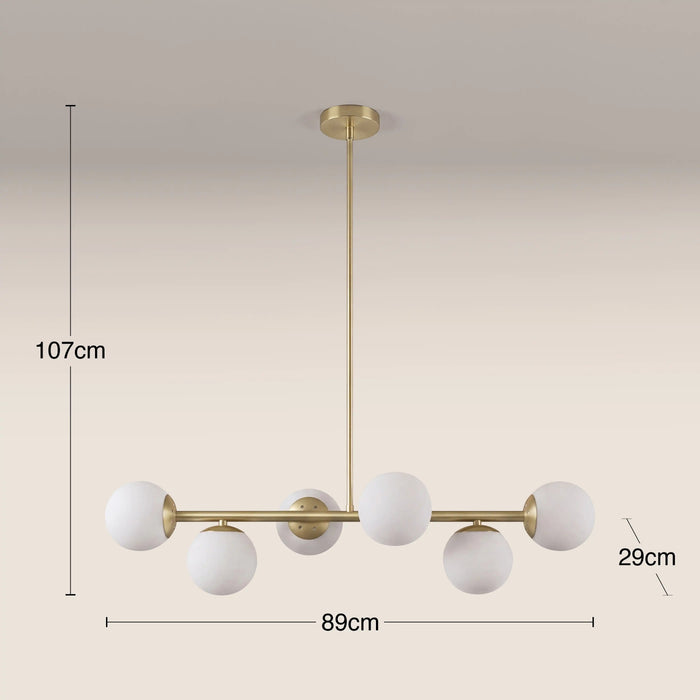 Margot 6 Light Chandelier Opal Glass & Brass